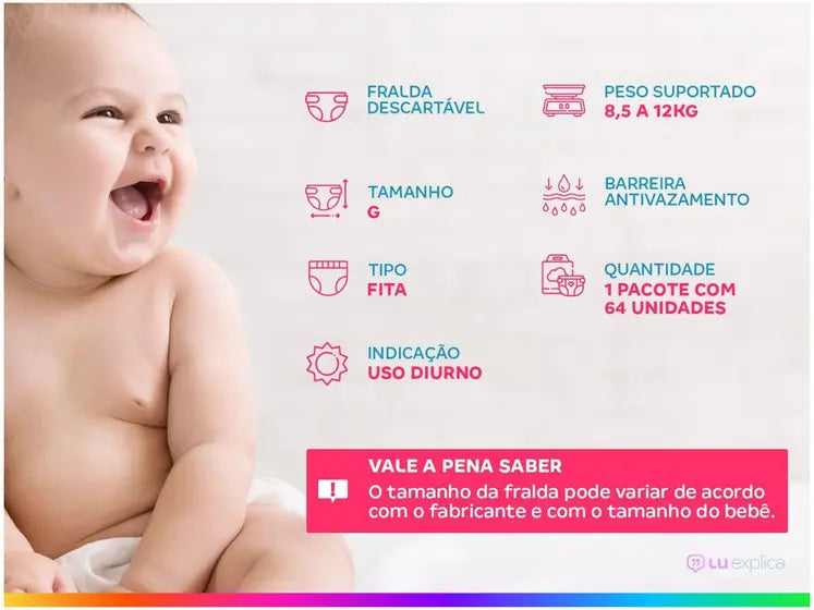 Fralda Babysec Ultrasec Galinha Pintadinha  8,5 a 12k - G 64 Unidades