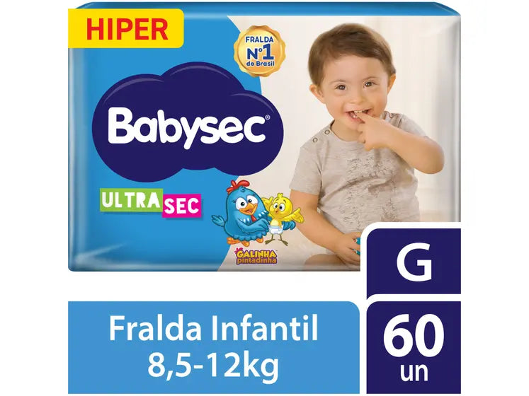 Fralda Babysec Ultrasec Galinha Pintadinha  8,5 a 12kg 60 Unidades