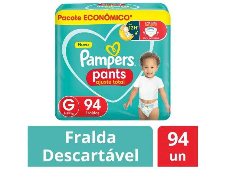 Fralda Calça Pampers Pants Ajuste 9 a 13kg 94 Unidades