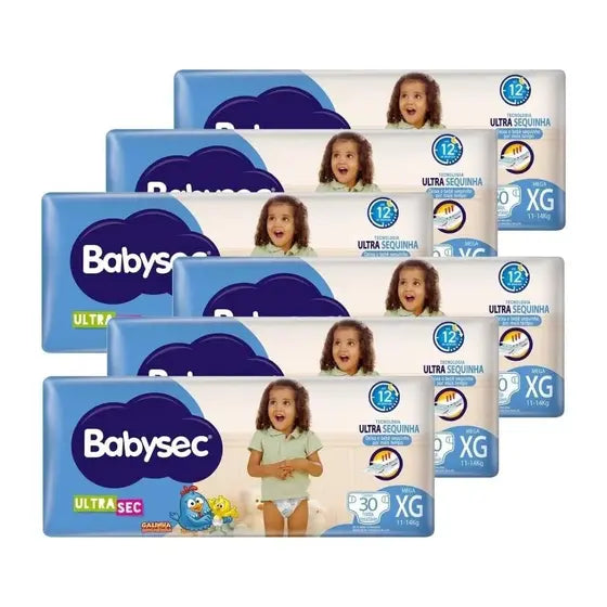 KIT 6 Fraldas BabySec Ultra Mega 30 Unidades